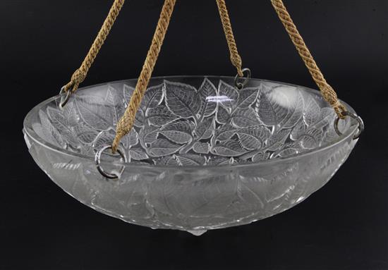 A René Lalique frosted and clear glass Charmes pattern plaffonier, diameter 34.5cm